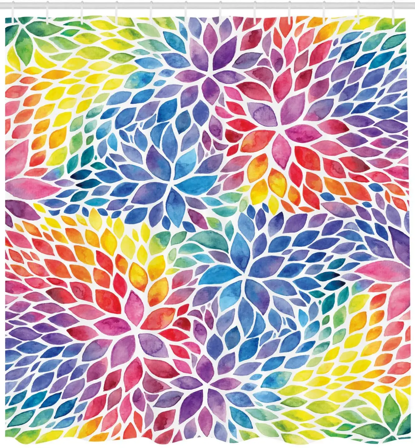 Красочные занавески для душа Цветущая природа Радуга цветная Листва в