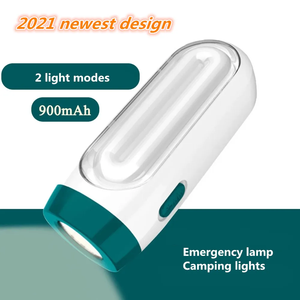 

Portable LED Emergency Lamp Flashlight Outdoor Camping Lights 2 Light Mode 900mAh High Brightness USB Charging