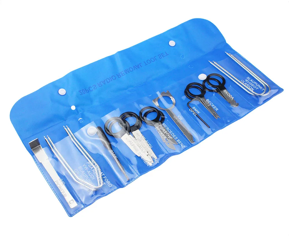 

Auto Radio Removal Tool Set Bule/Red Bag Hot Sell 20pc Car Sound Dismantling Device Set Auto Repair Tools Key Kit Set