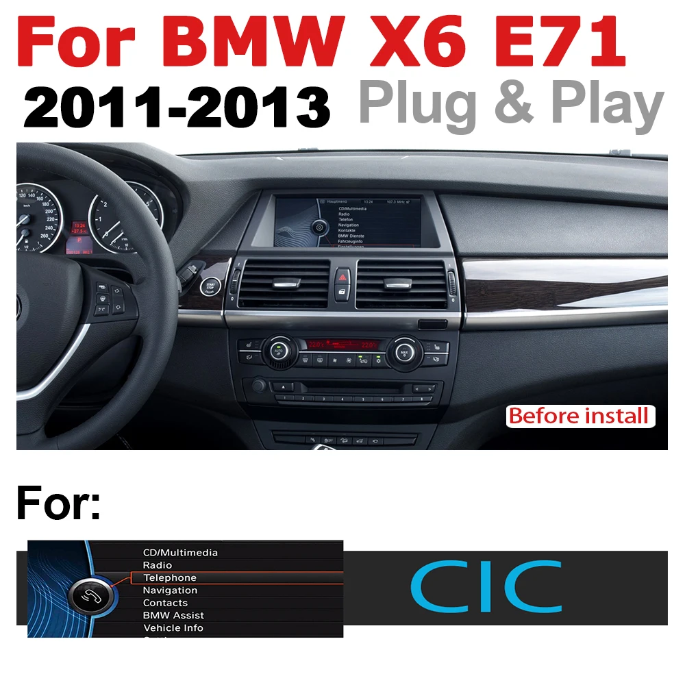 Автомагнитола 2 Din с GPS и Android-навигацией для BMW X6 E71 2011 ~ 2013 CIC AUX стерео