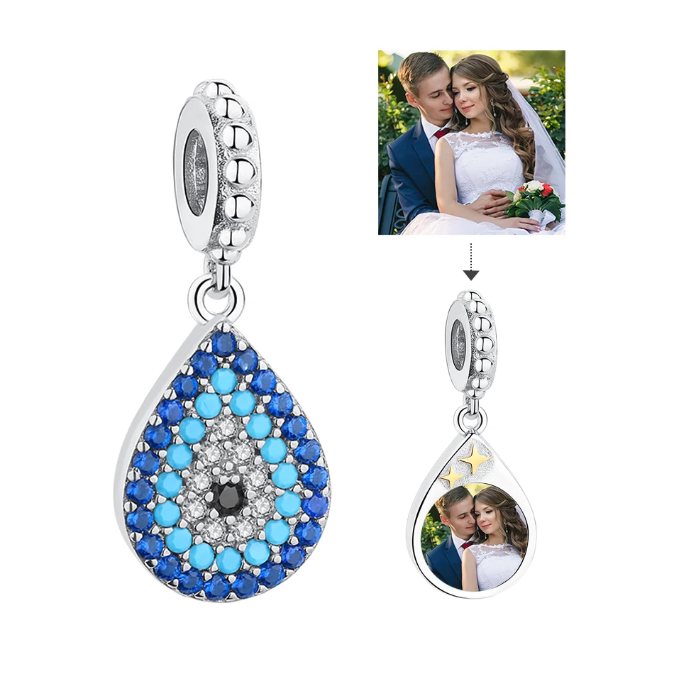 Подвеска Lucky Eye амулеты Синий CZ Кристалл на заказ фото бусы подходит для браслета