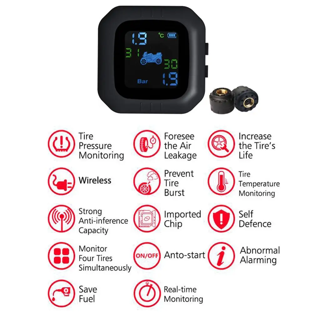 Система контроля давления в шинах для мотоциклов M3 TPMS суперводонепроницаемая