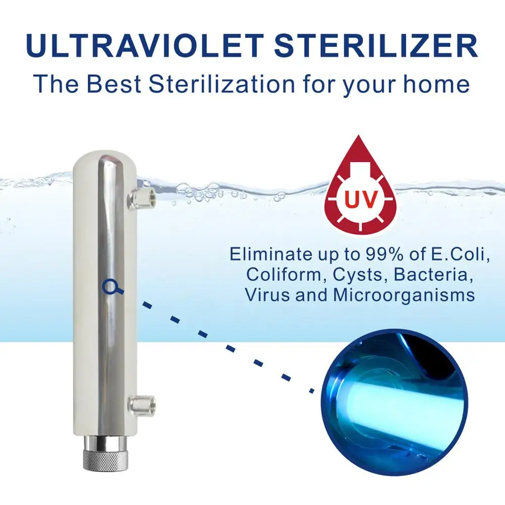 High Quality! 4-Stage Undersink Softener Drinking Water Filtration System with ultraviolet sterilizer -Kitchen use | Бытовая техника
