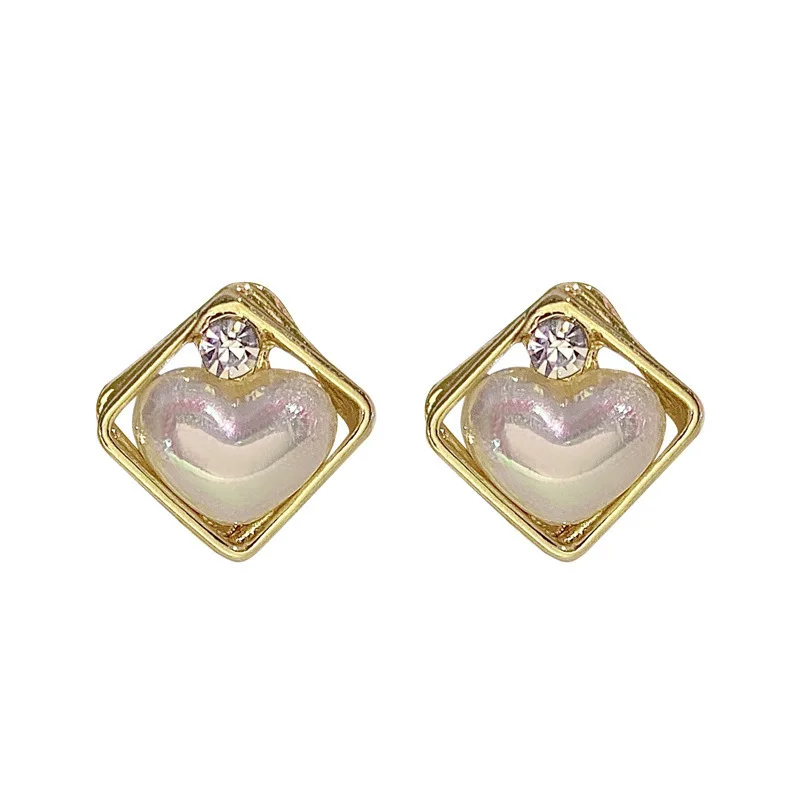 

2021 Fashion Women Earrings Statement Jewelry Accessories Girl Gift Elegant Cute Geometric Zircon Pearl Stud Earrings for Women