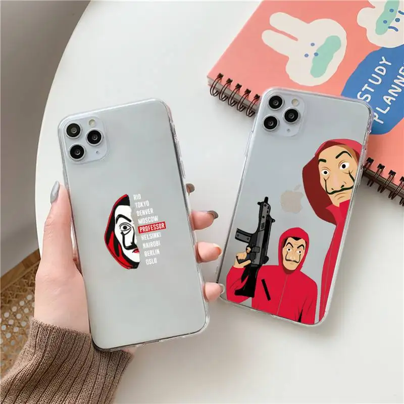 

Money Heist Phone Case Clear Transparent for iPhone 11 12 13 mini pro XS MAX 8 7 6 6S Plus X 5S SE XR 2020