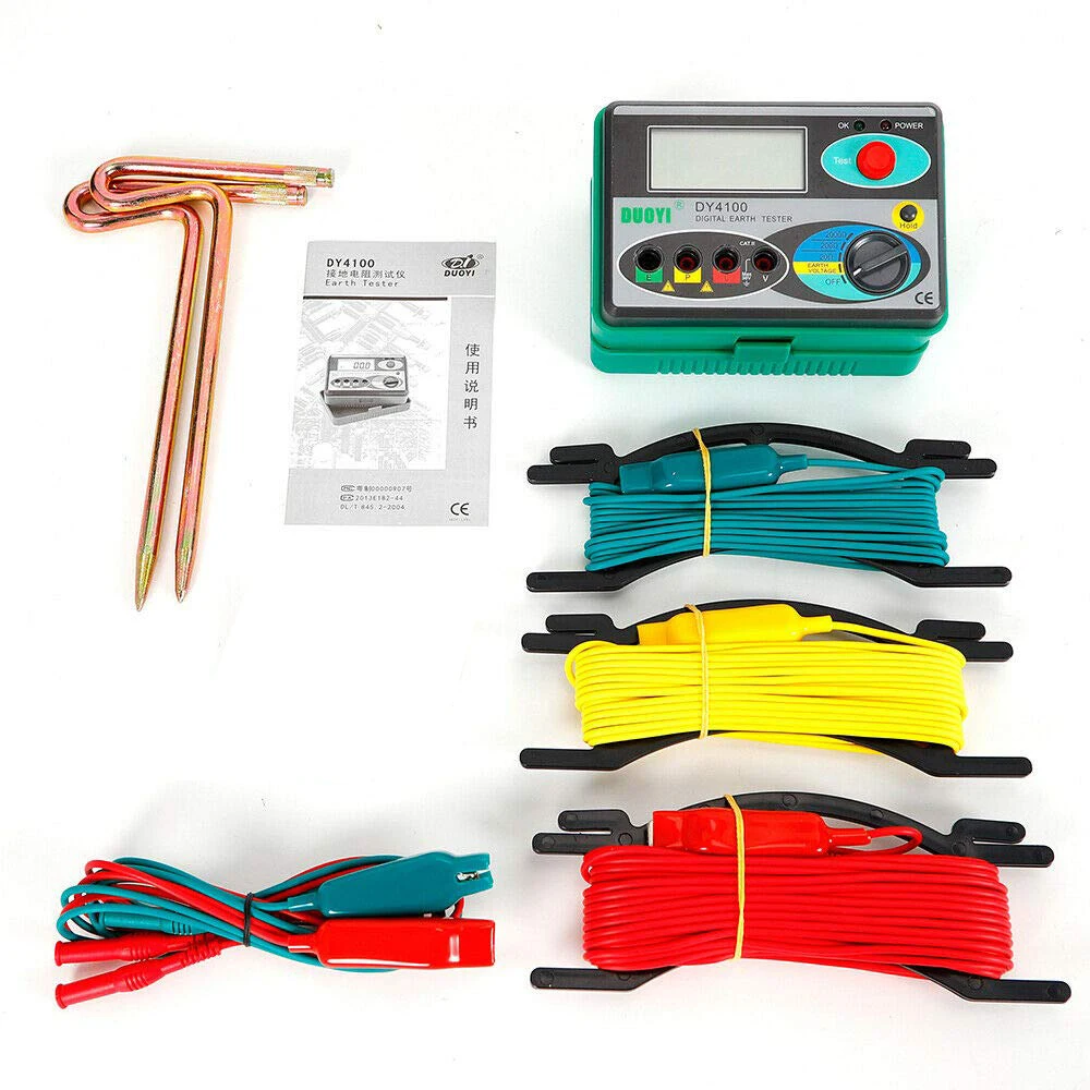 Цифровой тестер сопротивления заземления DY4100 с измерениями 0 01 Ом 2000 Разрешение