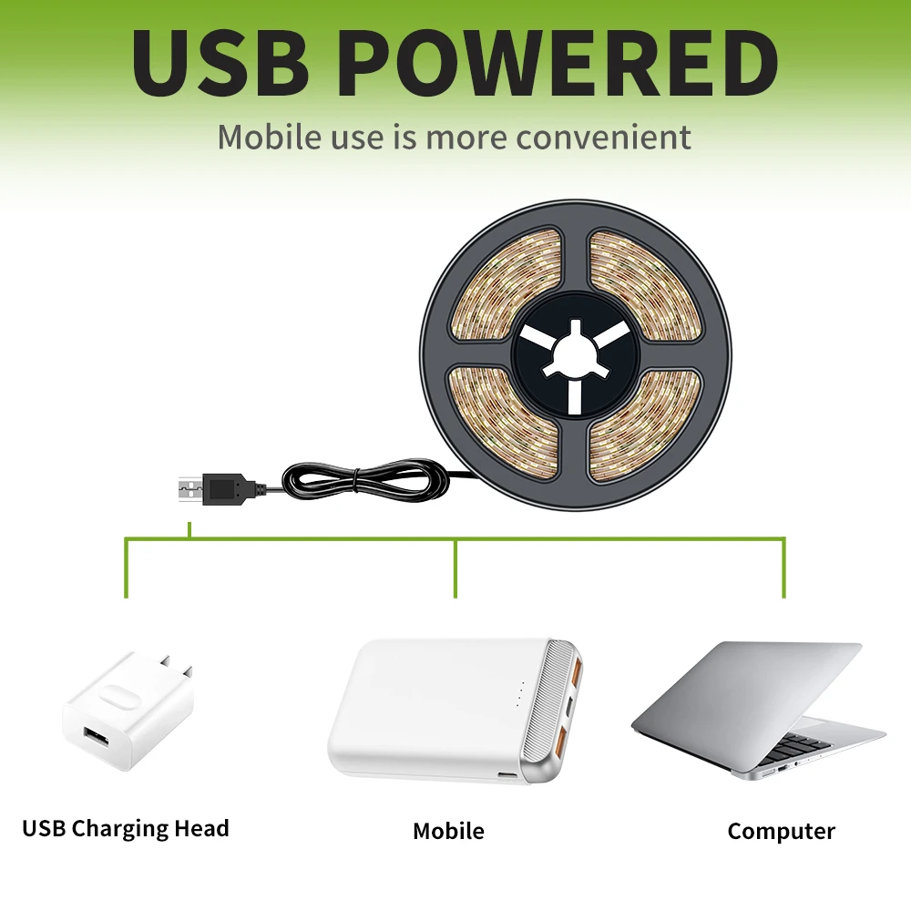 Водонепроницаемая светодиодная лента с USB 5 В IP65 0 м ~ Светодиодная ФИТА 2835SMD