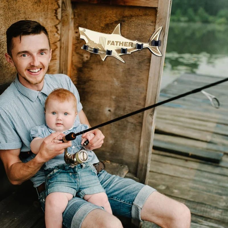 Деревянный держатель для удочки NHBR в форме акулы настенный подарок на день отца