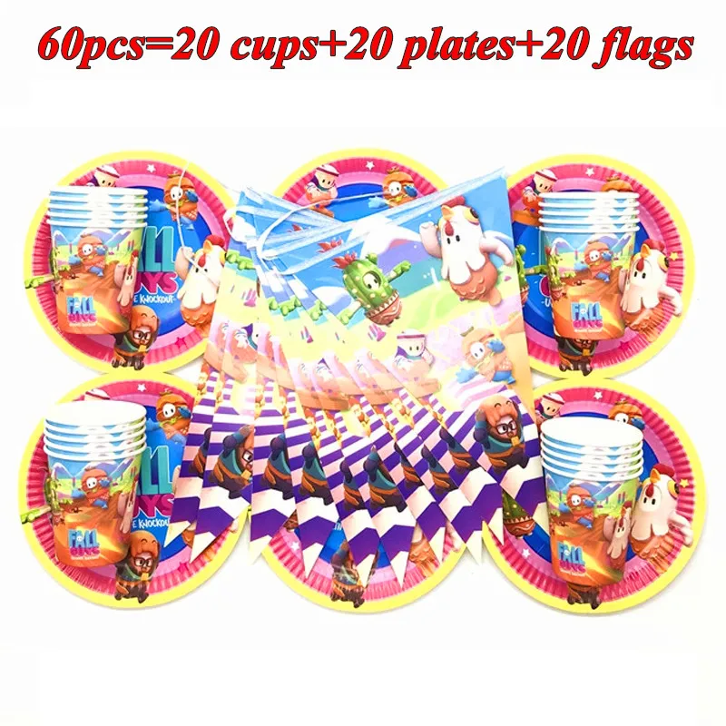 

60/80/100pcs Full Guys Theme Birthday Party Decorations Disposable Tableware Cup Plate Flag Tablecloth Festival Celebrate Supply