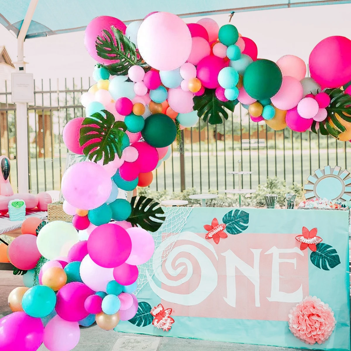 

Tropical Hawaiian Balloon Garland Arch Kit Flamingo Confetti Balloons Summer Hawaii Party Decoration Wedding Birthday Party Deco