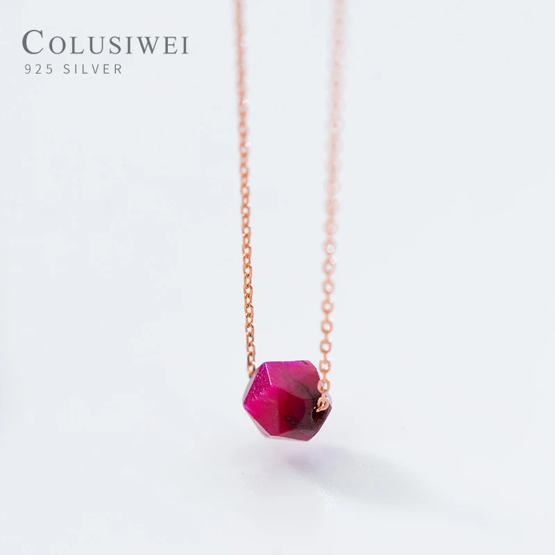 Colusiwei натуральный тигровый глаз кулон ожерелье для женщин 925 серебро