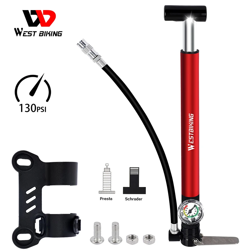 

Насос велосипедный WEST BIKING, насос с шланг с манометром 130 фунтов на квадратный дюйм, для накачки пола на велосипеде, с клапаном Presta Schrader, для го...