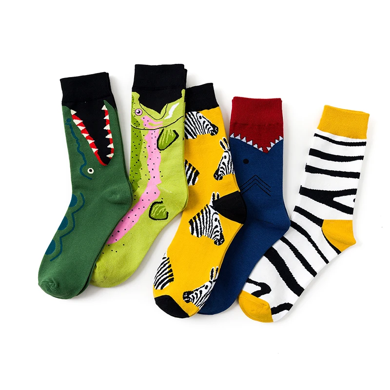 Новинка забавные зимние носки с рисунком зебры женские счастливые мужские