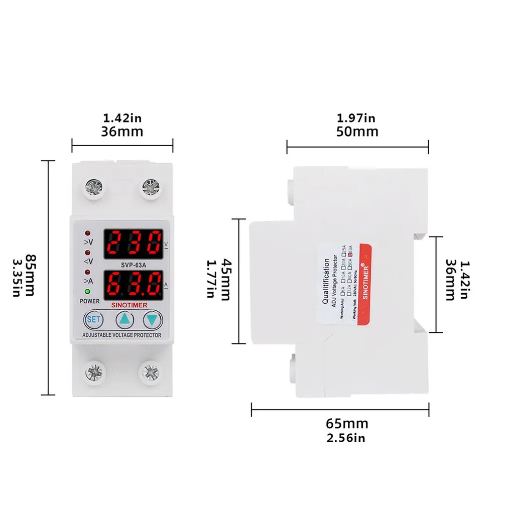 

220V AC 63A Automatic Self-connectiong Over Or Under Voltage Protection Relay Protectors With Current Overload Protection