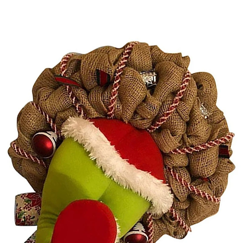 

Christmas Burlap Wreath Front Door Decorations Stole Christmas Wreath Home Decorations for Wall, Window, Staircase