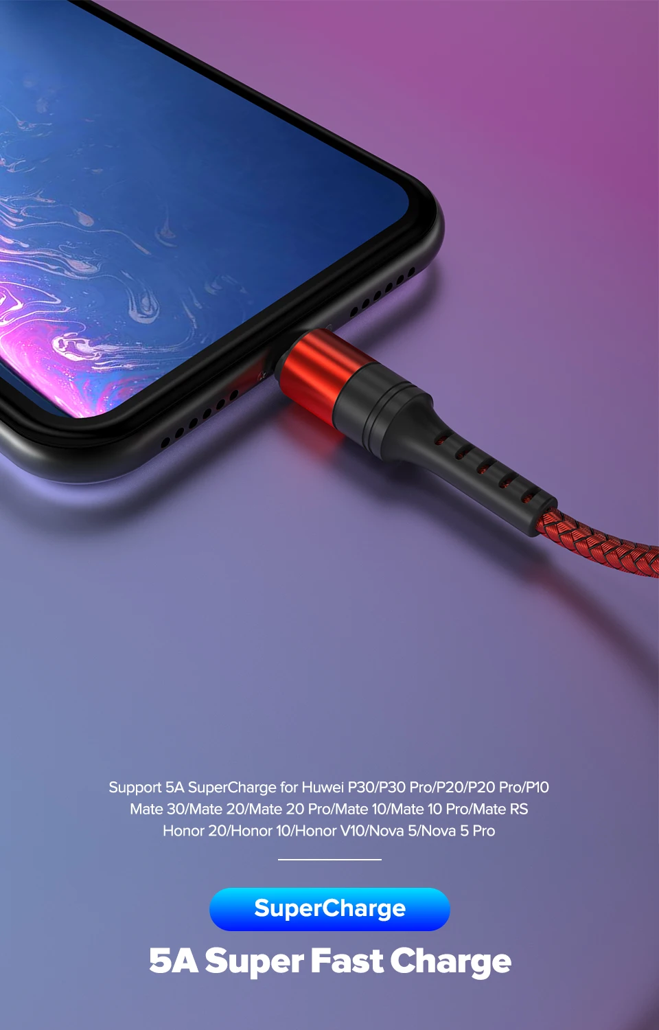 Venroii 5A usb type-C кабель для huawei mate 20 Pro P20 Lite Supercharge USBC кабель для быстрой зарядки type-C кабель для huawei P30 Pro