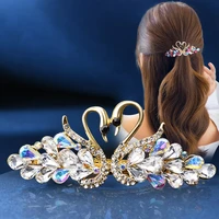 zircon swan hair clip hairgrips crystal bridal hair accessories crystal headwear ponytail holder hair clips accessories jewelry