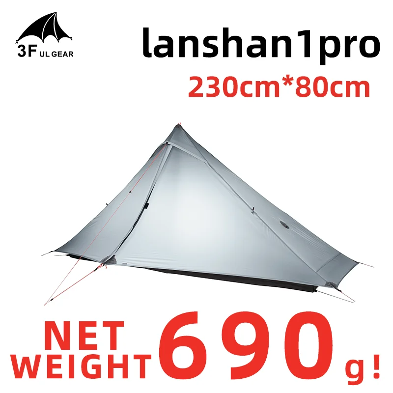 3F UL шестерни Lanshan 1 Pro 3 / 4 сезона Сверхлегкий Палатка Профессиональный 20D Silnylon бесштоковый палатка для Пеший