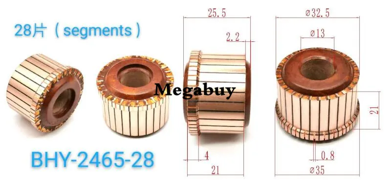 

13x32.5x25.5(21)mm 28P Teeth Copper Hook Type Electrical Motor Commutator 1PC
