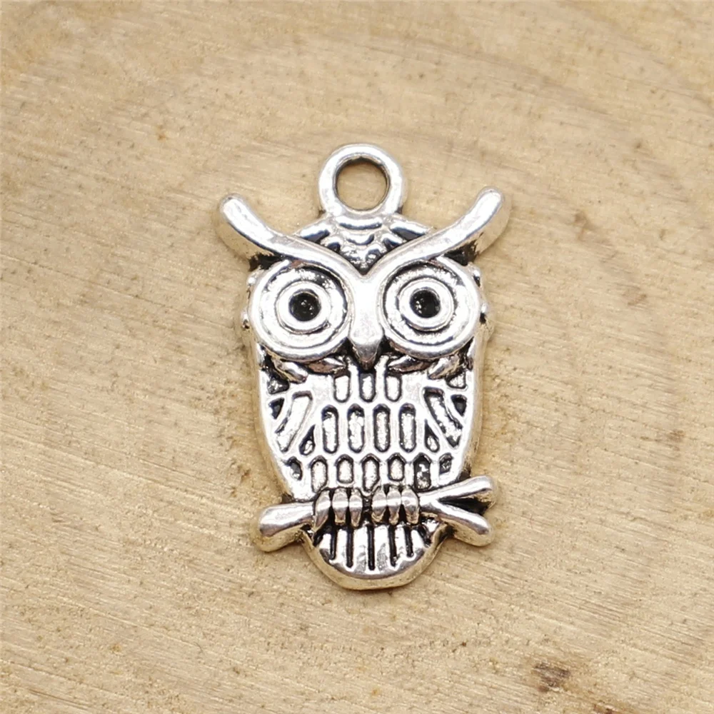 

30 шт., серебряные подвески в виде совы, 20 мм