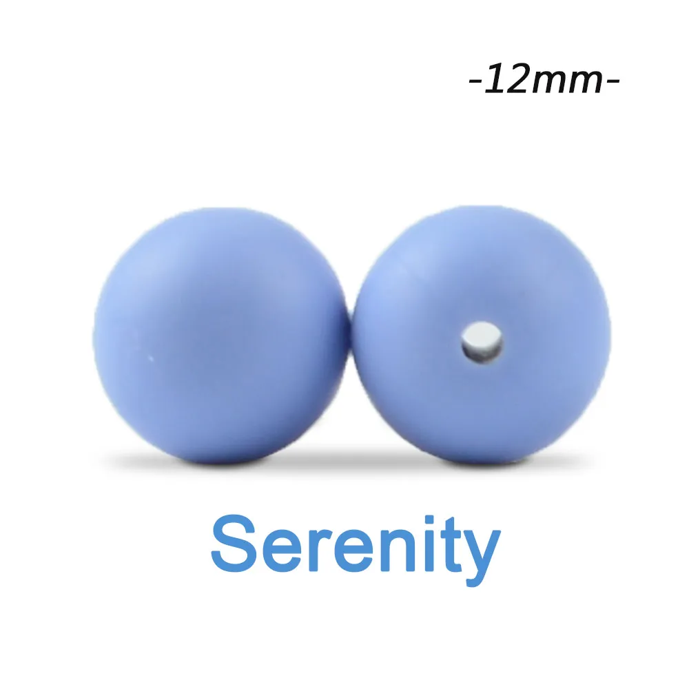 serenity Силиконовые бусины LOFCA, 12 мм, 200 шт, детские силиконовые бусины для прорезывания зубов, Пищевая силиконовая детская соска, ожерелье, подвеска, изготовление продукта - Цвет: serenity