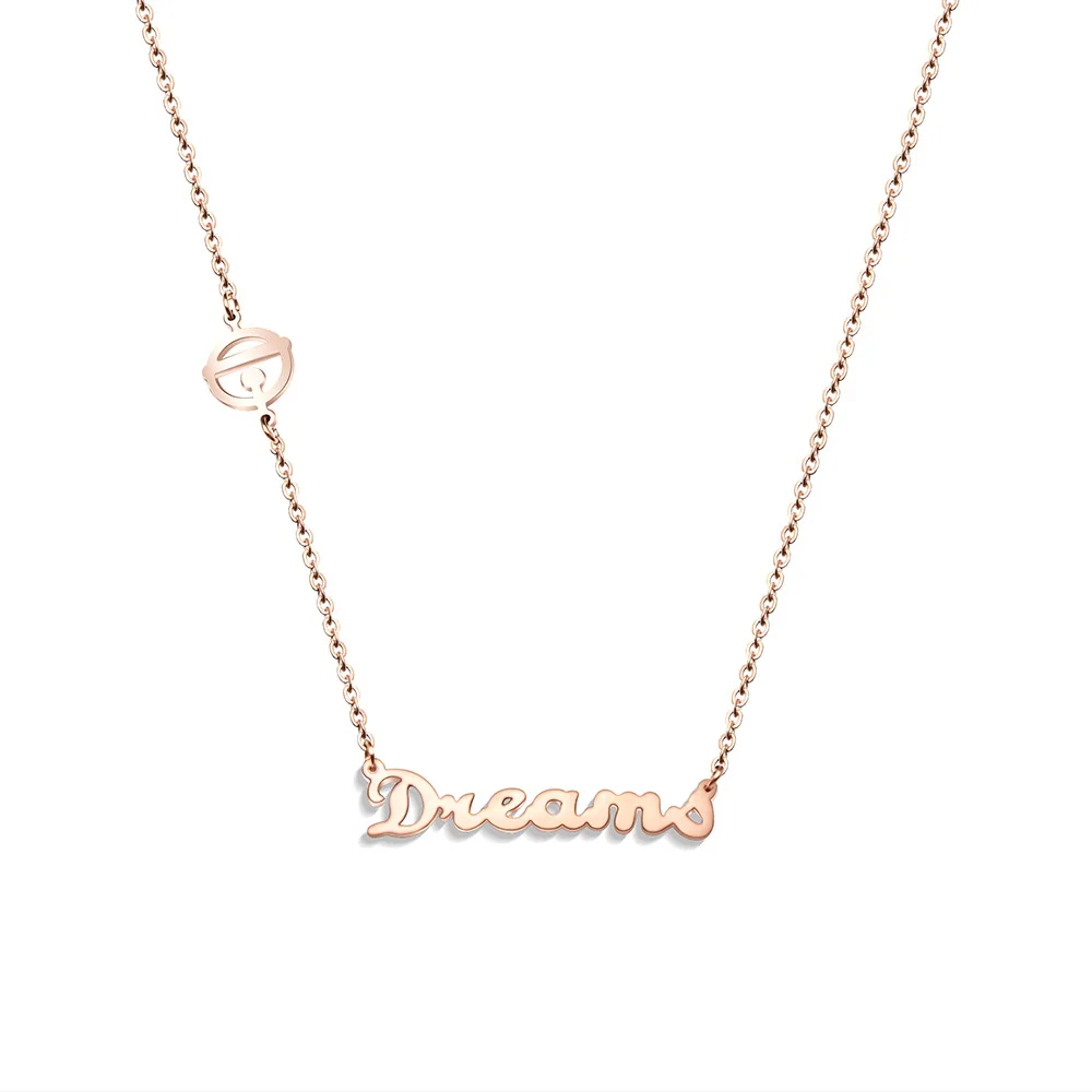 

Romantic Cute Bell Letter Dream Pendant Necklace for Women Korean Fashion Jewelry Teen Choker Clavicle Chain Titanium Steel