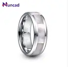 NUNCAD 8 мм широкое кольцо из карбида вольфрама мужское обручальное кольцо стальное цветное инкрустированное белое перламутровое кольцо из вольфрамовой стали T232R
