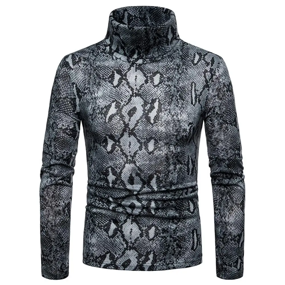 Мужской теплый свитер MISSKY Повседневный пуловер из змеиной кожи с высоким