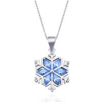 pendant necklace smart blue snow flower trendy link chain fashion jewelry ts style 925 stering silver bijoux gift
