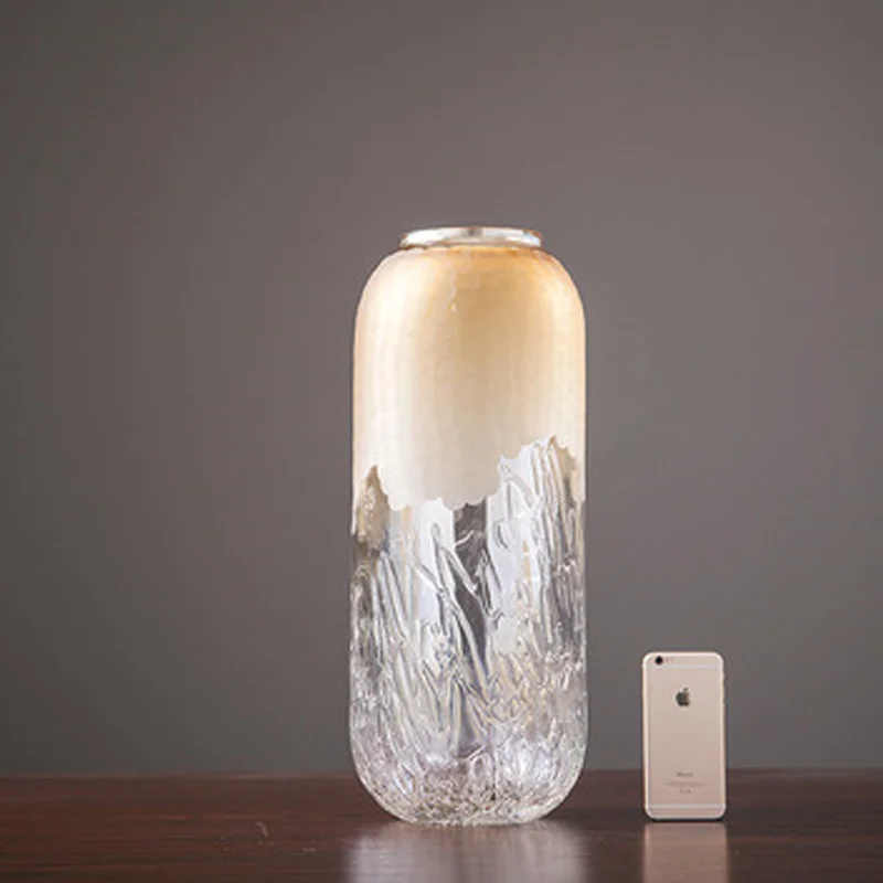 Высококачественное стекло ваза современная Гальваническая Золотая большая вазы