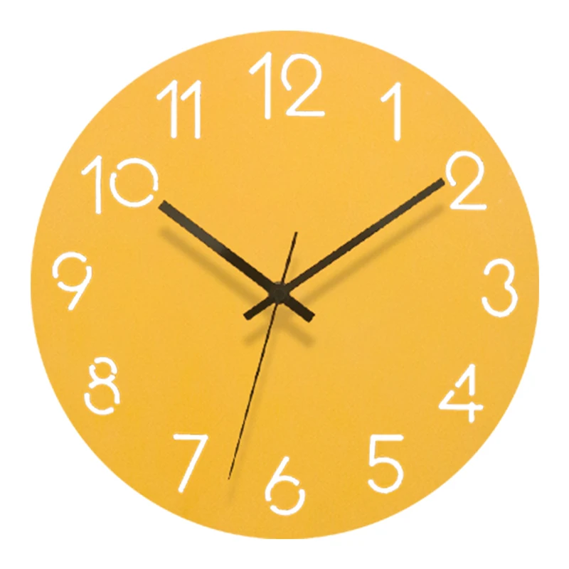 

Большие настенные часы современного дизайна, 3D бесшумные часы, желтые деревянные настенные часы для гостиной, домашний декор, часы с механи...