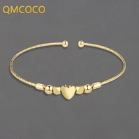 qmcoco silver color exquisite love heart shape charm bracelet for women fashion temperament party jewelry valentines day gifts