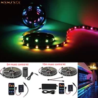 sp106e 9keys music control led strip set music sync dream color ws2811 rgb smd5050 strip lighting with remote power adapter kit