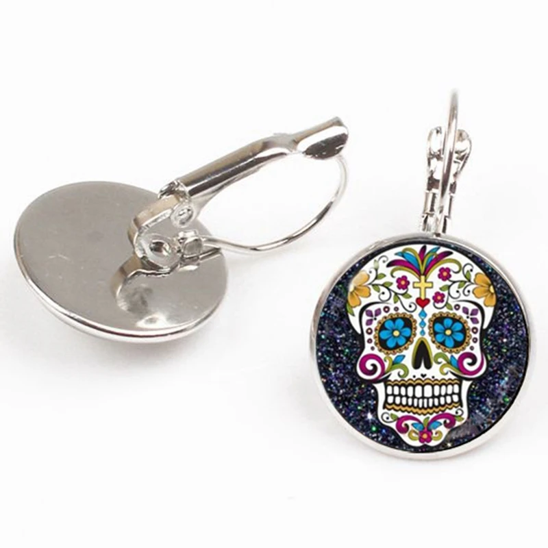 Женские серьги в виде черепа разноцветные украшения мексиканском стиле для дня