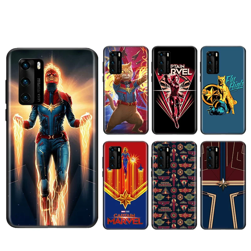 

Avengers Captain Marvel For Huawei Mate 10 20 X 5G 30 40 RS Lite P Smart Pro Plus 2018 2019 2020 2021 Z S Black Phone Case