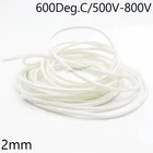 Трубка из стекловолокна HTG, диаметр 2 мм, мягкая защитная изоляция из химического стекловолокна, высокотемпературная трубка 600 градусов