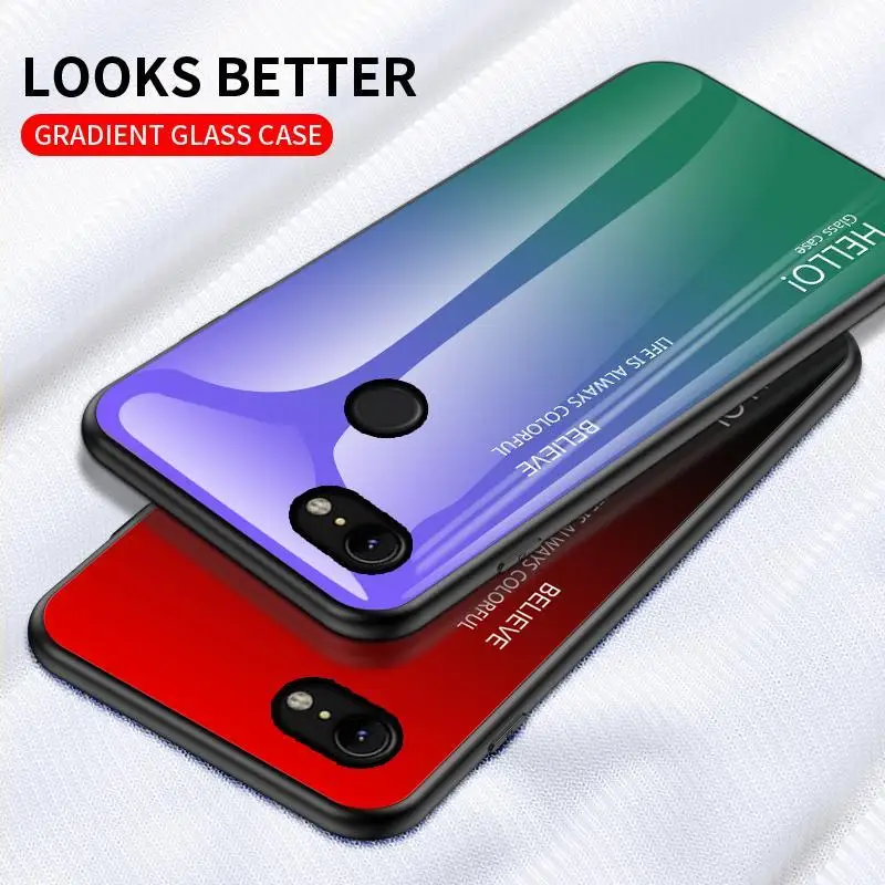 Cases For Google Pixel 2 3 3A XL Case Luxury Gradient Tempered Glass Phone for 2XL 3XL Hard Cover Soft edge |