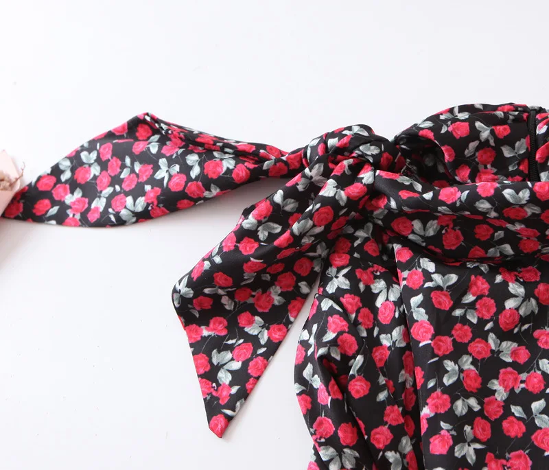 Женская Элегантная блузка с цветочным принтом длинный рукав галстук бабочка