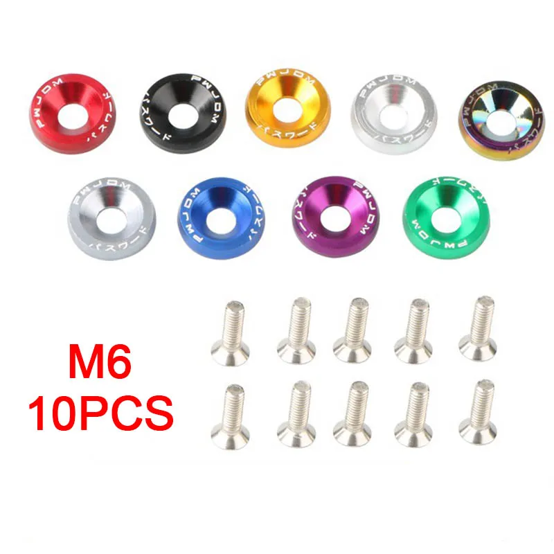 Алюминий 10 шт. автомобиль изменение шестигранные крепежные детали крыло шайба