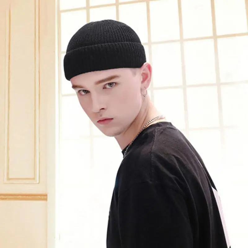 

Solid Color Knitted Beanies Women Men Winter Vintage Warm Hat Streetwear Hip Hop Cap Winter Hat