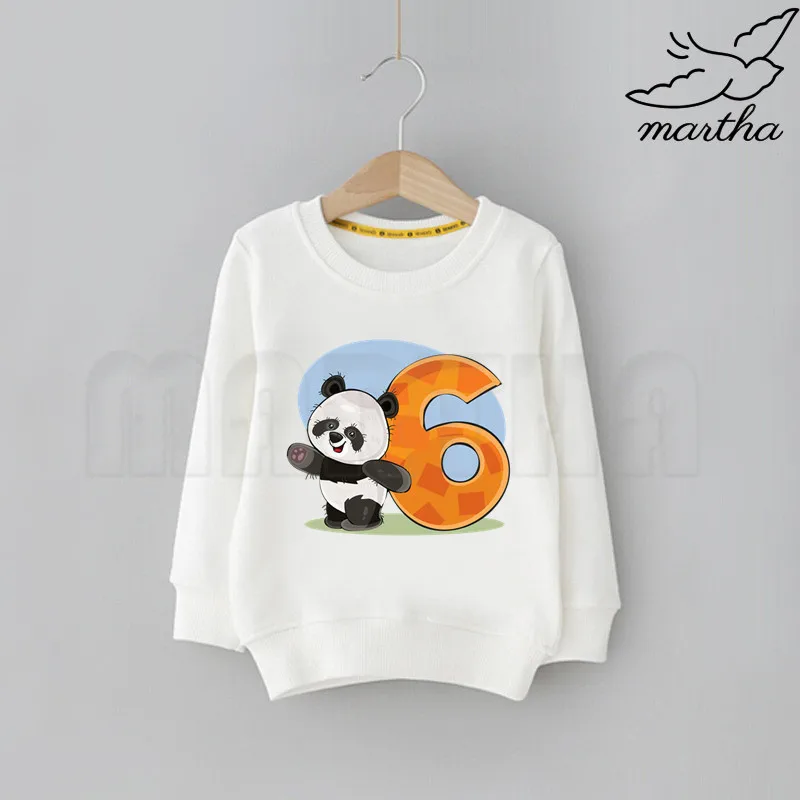 Детские толстовки с капюшоном изображением панды и цифр на день рождения для