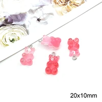 10pcs kawaii candy bear charms pendant for jewelry making hot pink gradient color cute necklace earrings diy pendant 20mm x 10mm