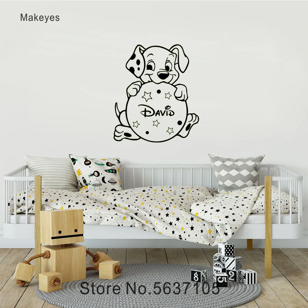 

Makeyes Cute Dogs Wall Sticker Custom Name Baby Names Personalized Animals Wall Decal Wall Decor Home Kids Room Sweet Decor Q327
