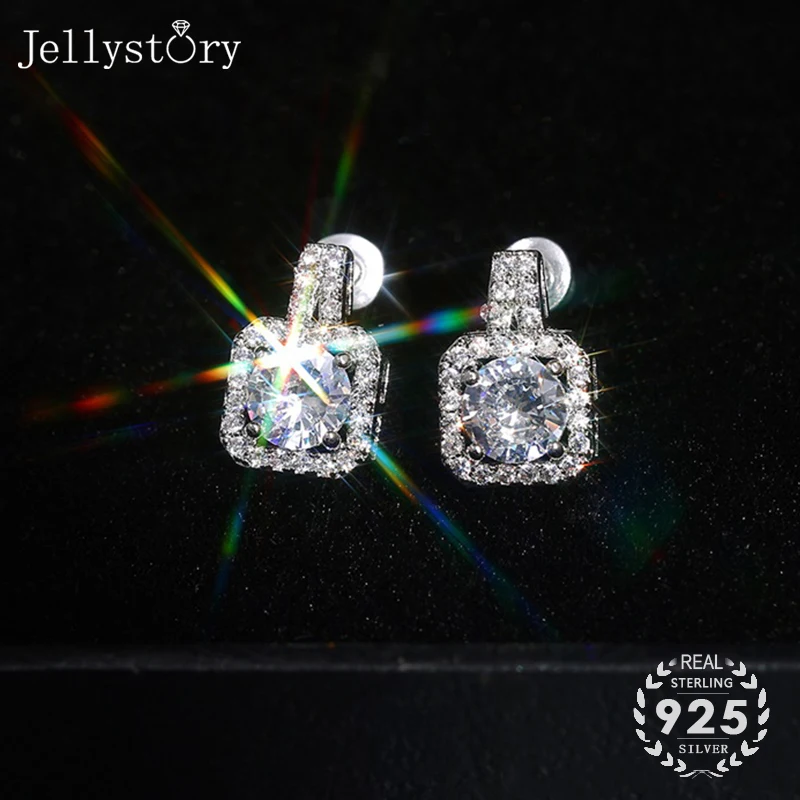 

Jellystory Women 925 Silver Jewelry Earrings Classical Sqaure Design Gemstone Fashion Women Wedding Jewelry Gift Wholesale 2020