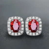 black angel 2020 new oval ruby 925 sterling silver stud earrings for women korean wedding fashion jewelry christmas gift