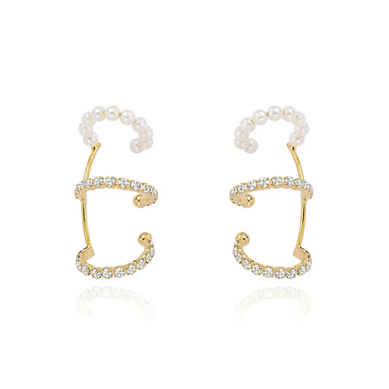 

2020 Pearl Ear Cuff Earring Magnetic buckle Geometric Metal Bone Clip Without Pierced Ears for Women Girls Jewelry