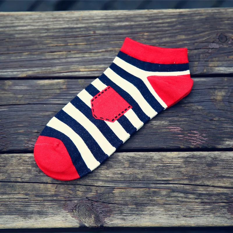 

2020 Korean Fashion Pocket Striped Socks Deodorant Shallow Socks Invisible Men's Socks
