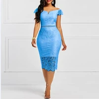 women dress elegant lace evening wedding party dress ladies blue sexy hollow out backless bodycon dresses birthday club outfits