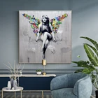 Современная живопись уличные Griffiti Арт холст абстрактная живопись Плакаты и принт на стене с крыльями ангела картинка для Гостиная домашний декор