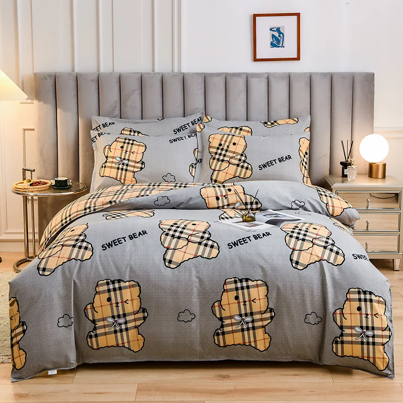 

FourPiece Pure Cotton Three-Piece Thick Sanding BedSheet Duvet Cover, Pillowcase 1.2 1.5 1.8 Bedding